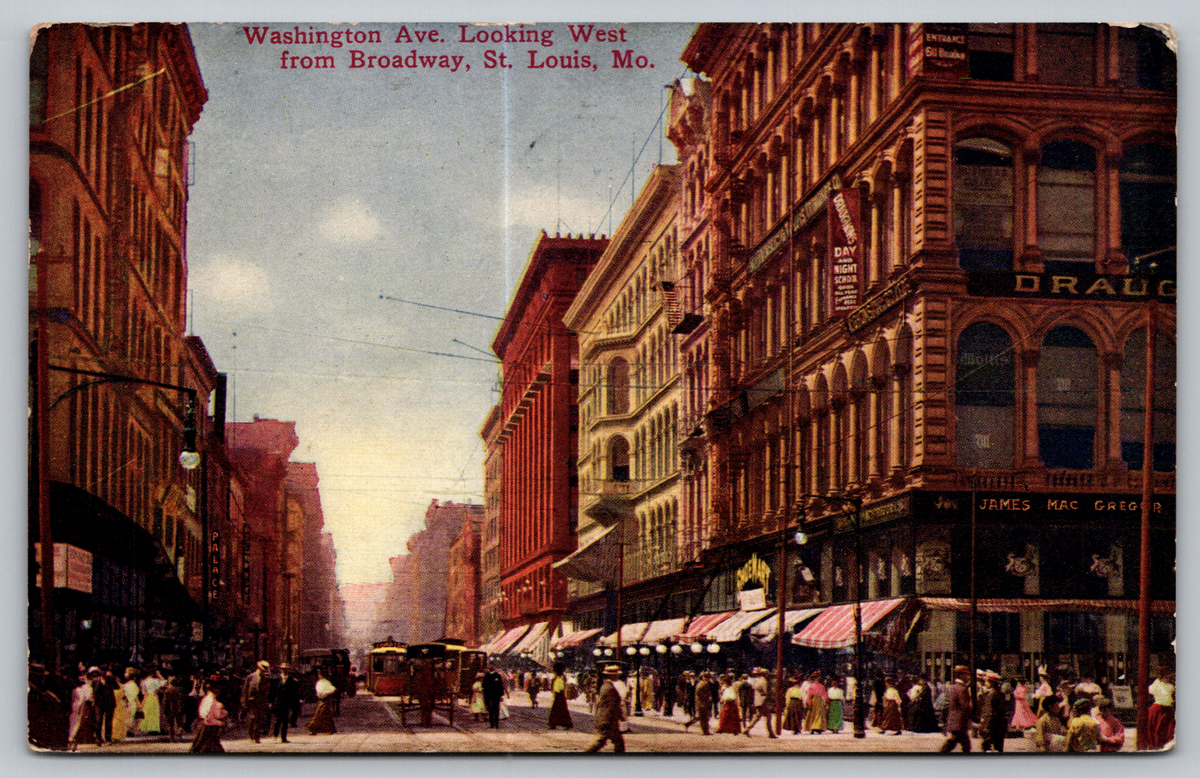 Washington Ave Broadway Louis Missouri Street View Vintage