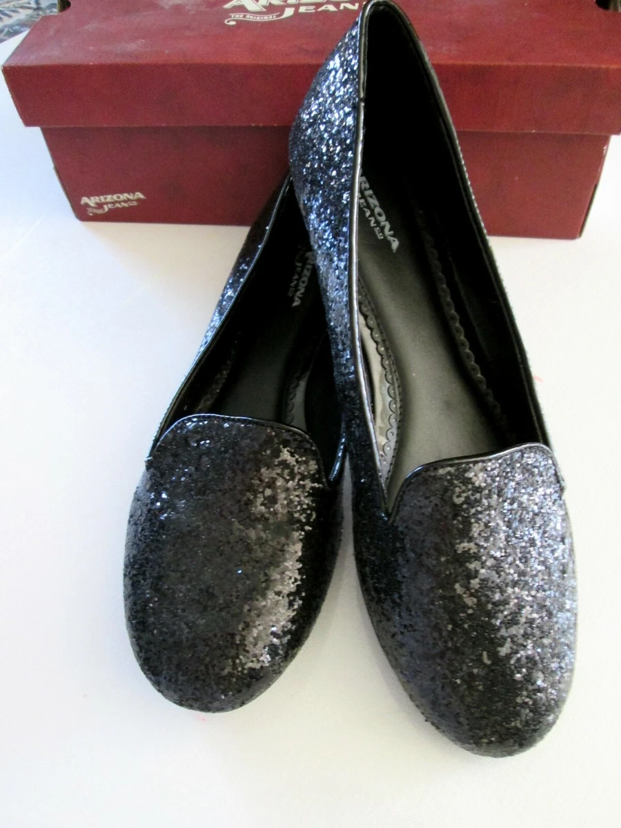 Black sparkly ballet flats cheap