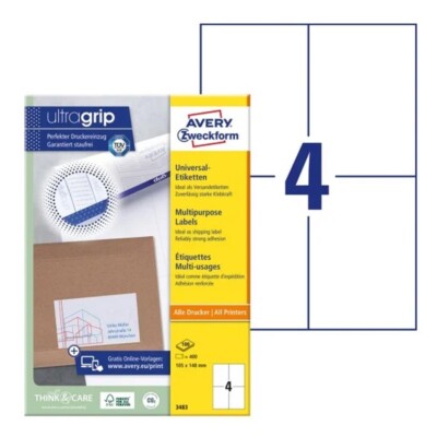 Avery Zweckform, Avery Labels 105 x 148mm, A4 (3483) Mehrzwecketiketten