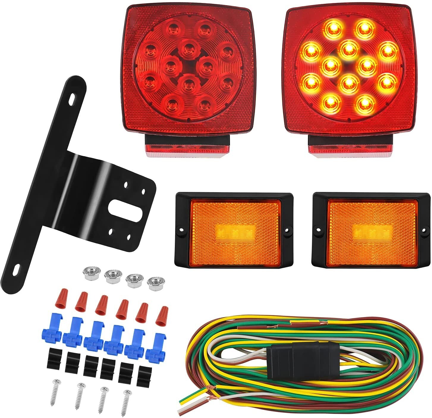 New Rear Led Submersible Trailer Tail Lights Kit Boat Marker Truck