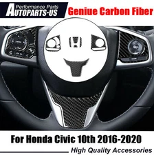 Real Carbon Fiber Steering Wheel Sticker Trim For Honda Civic 10th 2016-2020