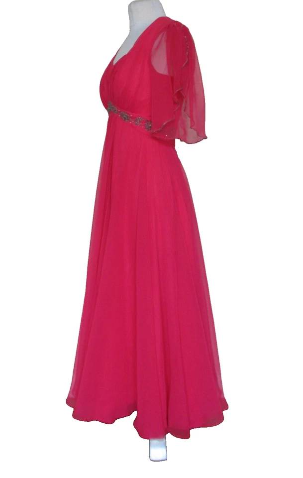 VESTIDO FORMAL VINTAGE MIKE BENET XS ROSA CHIFFON VARREDURA COMPLETA DEUSA VELHA HOLLYWOOD - Imagem 3 de 4