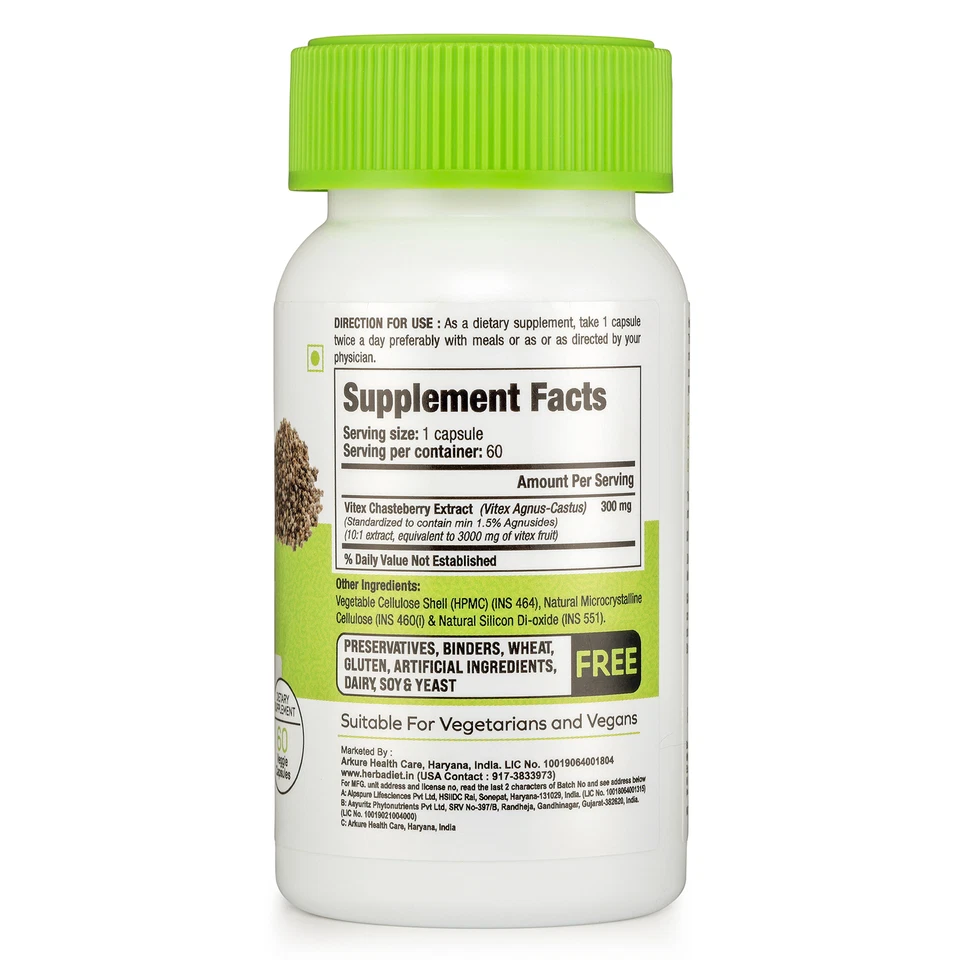 Vitex Fruit Agnus Castus Chasteberry (3000mg eq) Extract Capsules Women Health - Image 2 of 4