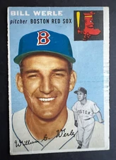 1954 Topps Bill Werle #144 Boston Red Sox Baseball Card Ships w/ Card Saver 1