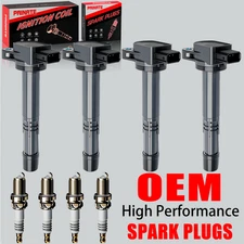 4X Brand OEM Ignition Coil & Iridium Spark Plug For Honda Accord CR-V 2.4L UF311