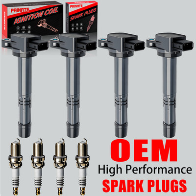 4X Brand OEM Ignition Coil & Iridium Spark Plug For Honda Accord CR-V 2.4L UF311