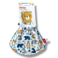 NUBY Bear Lovey Teething Blankie Tether Woodland Animals Forest New