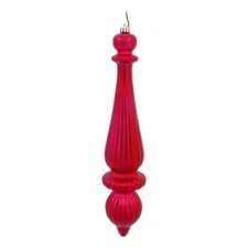 Vickerman 14" Plastic Finial Drop Ornaments in Matte Red (Set of 2)