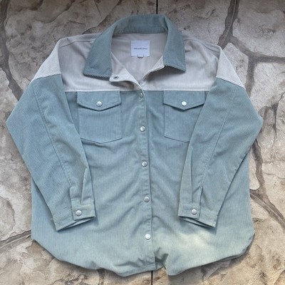 Thread & Supply Men s Small 90s Corduroy Shirt Two Tone Sage Snap Front 27x30