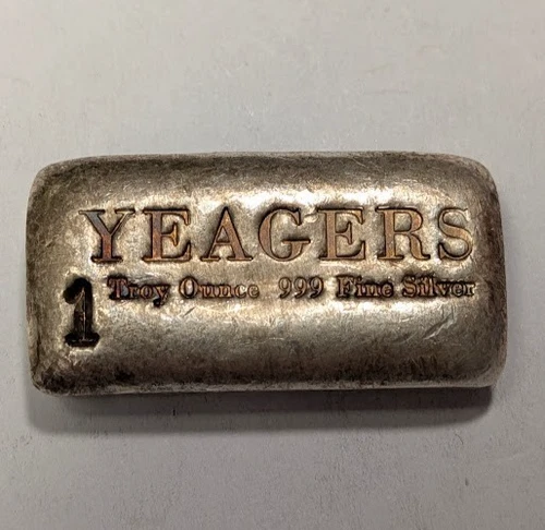1 oz 999 Fine Silver Bar by YPS Yeager's Poured Silver - A720
