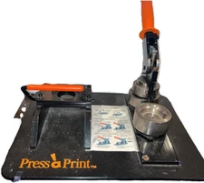 2.25" Tecre Button Making Machine Press Mounted w/Graphic Punch & Button Parts