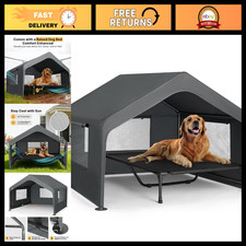 Extra Large Outdoor Dog House with Elevated Bed - Weatherproof  Durable Design