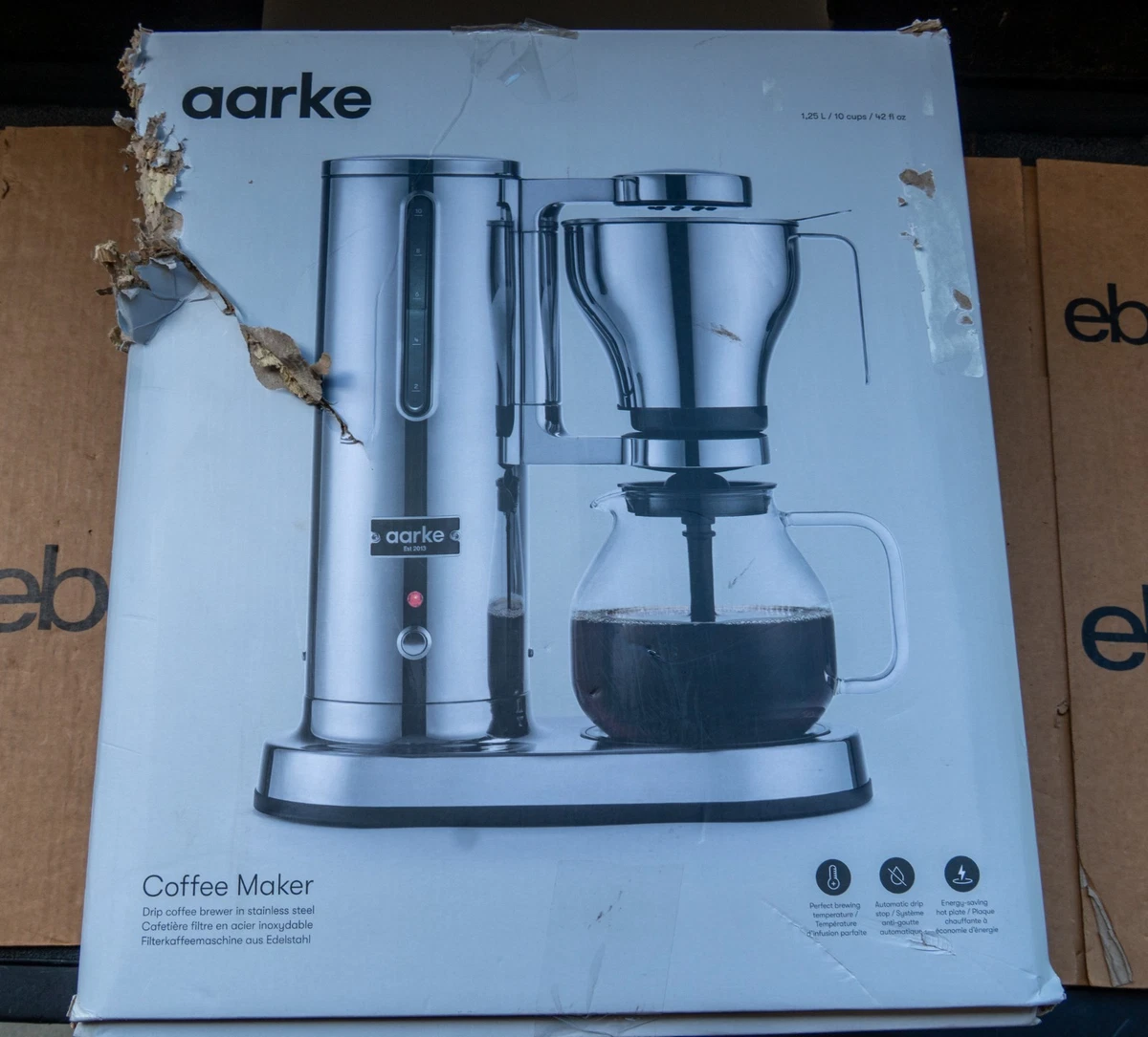 Cafetera eléctrica de goteo Aarke jarra de vidrio de acero inoxidable