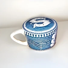 Royal Currier and And Ives Blue Salt Shaker 1 5/8" Handled