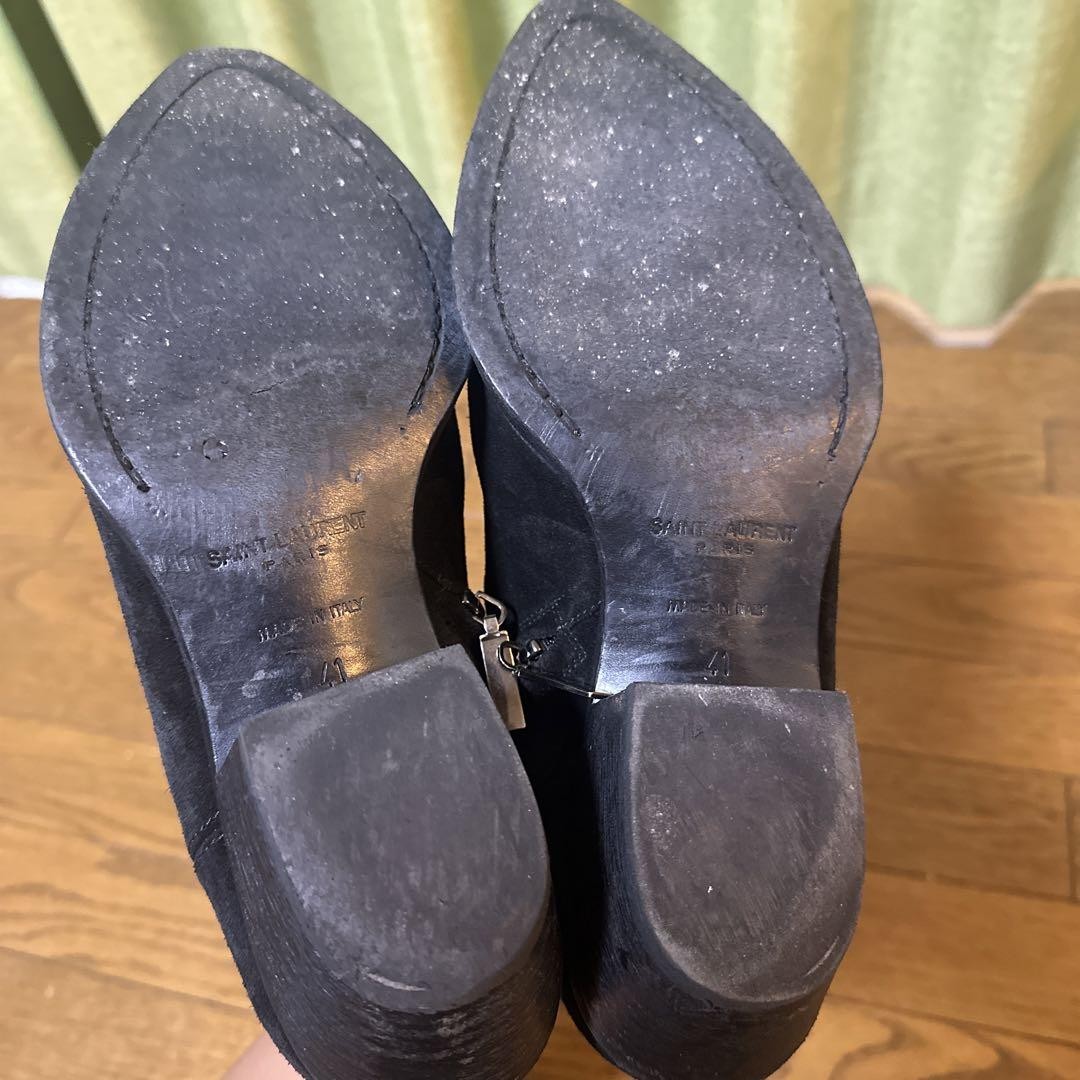 Stivali corti Saint Laurent neri scamosciati borchie zip laterali taglia 41 uomo autentici