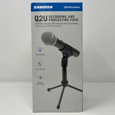Samson Q2U USB/XLR Dynamic Microphone Recording & Podcasting Pack w/ Stand