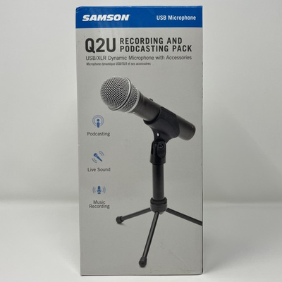 #ad Samson Q2U USB XLR Dynamic Microphone Recording amp; Podcasting Pack w Stand $99.99