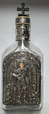 Bottiglia acqua santa per 200 ml argento icona angelo Michael Holy Water bottle silver