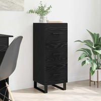 Sideboard Schwarz Eichenoptik 34,5 X 34 X 90 Cm Holzwerkstoff