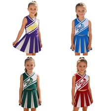 Kids Girls Outfit Themed Costume Games Cheerleading Sports Festival With Skirt