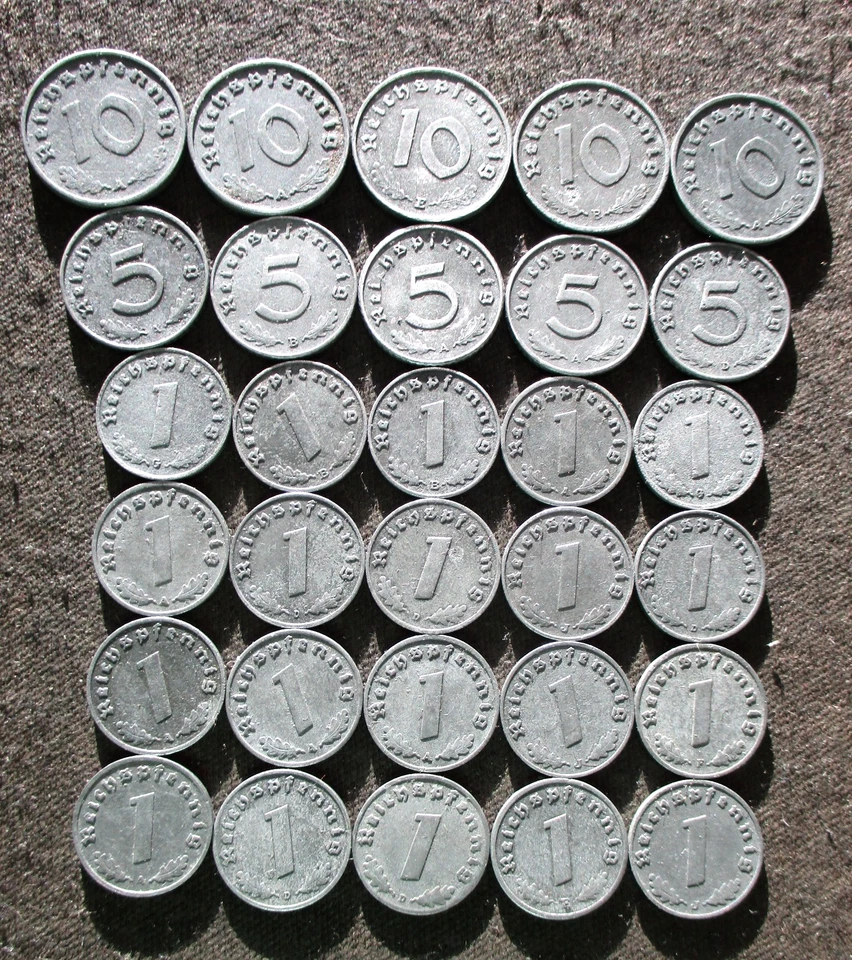 BIG LOT AUTHENTIC OLD COINS OF THIRD REICH NAZI GERMANY (1940-1944) WORLD WAR II - Image 2 of 2