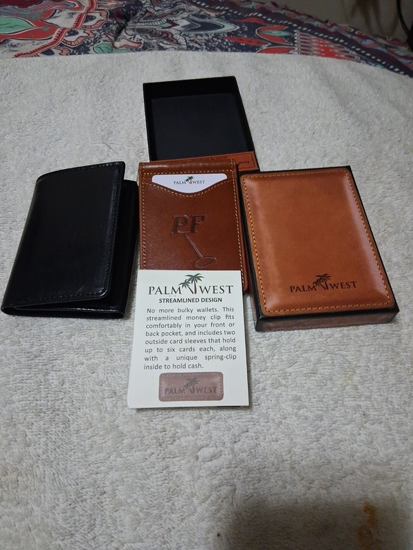 Palm West Leather Wallet Money Clip with RFID  Protection Brown 2 wallets 