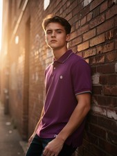 Image of Pretty Green Polo Shirt Size M Purple Short Sleeve