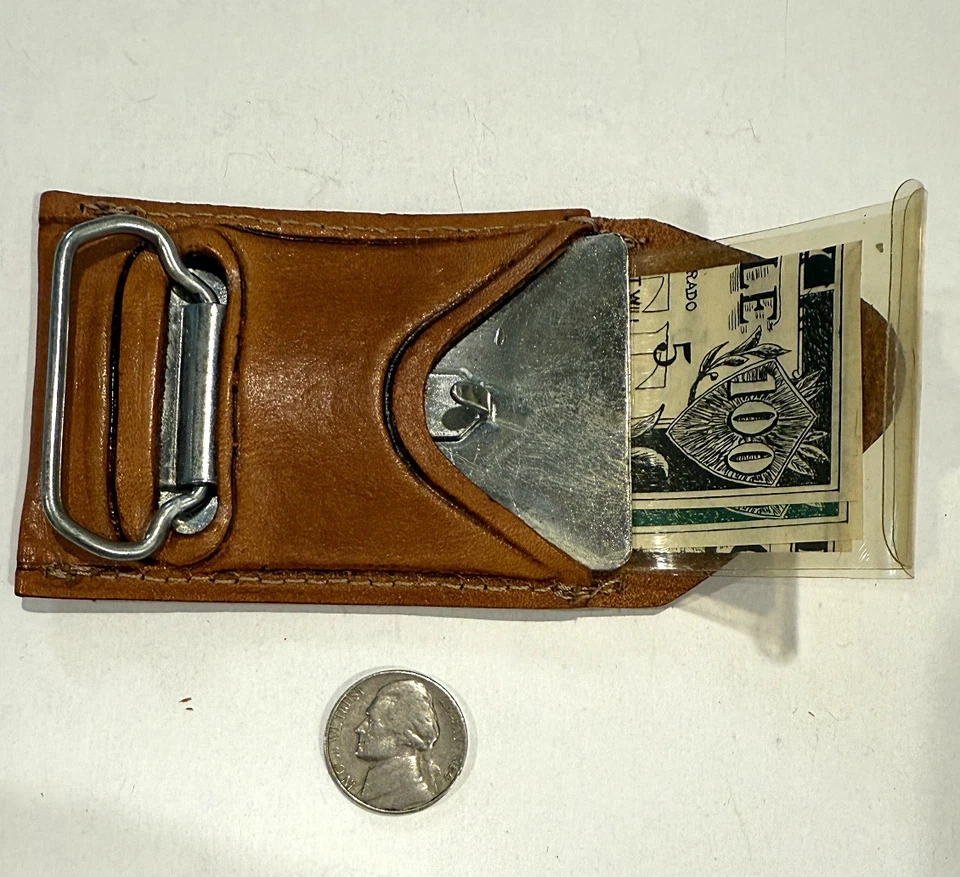 Eagle Tooled Leather Belt Buckle Western Cowboy Style hidden money compartment - Image 3 of 4