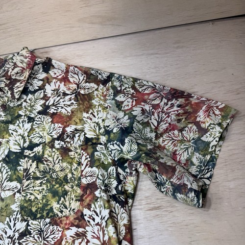 Camicia hawaiana dritta uomo media autunno foglie manica corta con bottoni - Foto 5 di 19