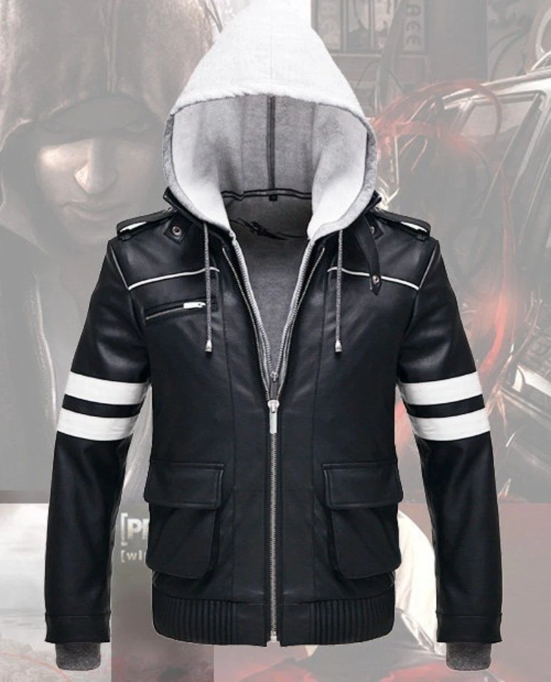 Prototype Alex Mercer Coat Hooded Jacket Dragon PU Embroidered Cosplay Costume