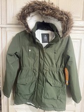 Giacca parka Member's Mark Girl Ultimate resistente alle intemperie verde 14/16 cappuccio NUOVO