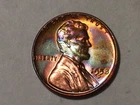 1958-D @   Stunning"   Rainbow colors on this old Lincoln Penny.#264