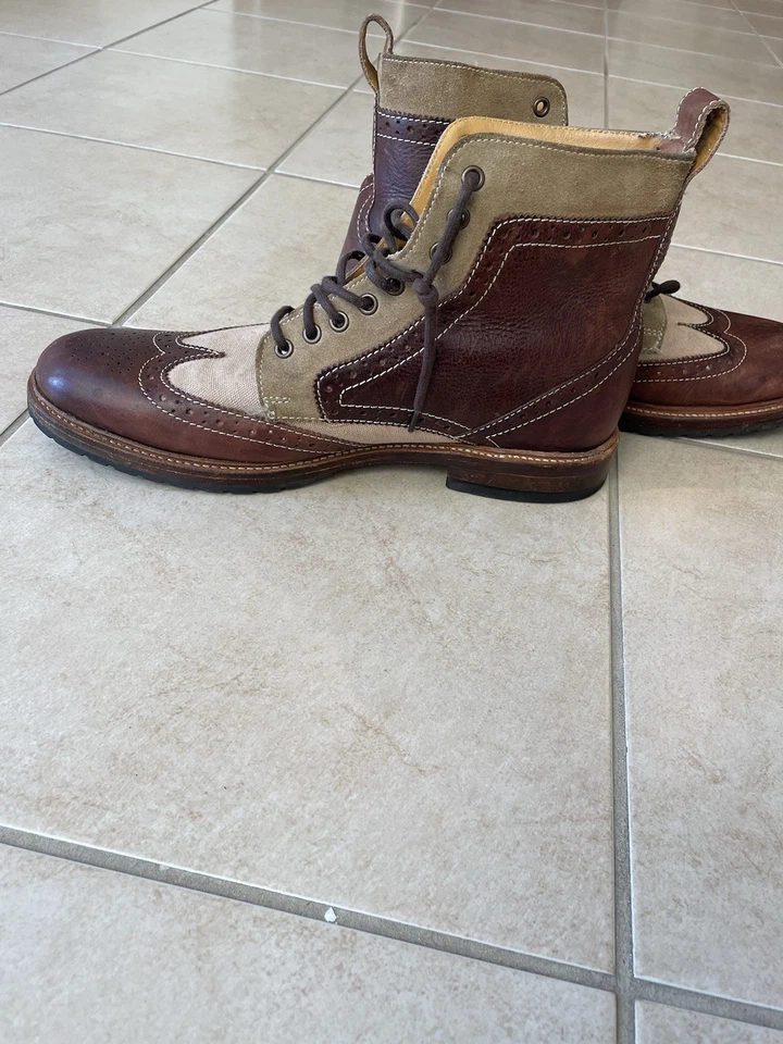 Botas Stacy Adams Marrón Para Hombre Punta de Ala Cuero y Suela Corte Hechas por el Hombre Talla 12D Foto 3 de 4