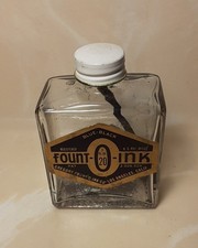 Vintage ink bottle Gregory Fount-o-ink square bottle with label - empty