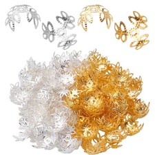 200pcs Metal Flower Filigree Bead Caps Spacer Caps for Bracelet Earring Jewel...