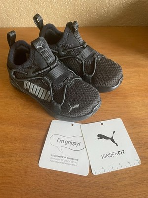 New Puma Softride Rift Slip-On Black W/ Grey Grippy Sneaker Shoe Toddler Size 6C