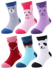 Kids Merino Wool Socks for Toddlers Boys Girls Warm Thermal 8-12 Years Animals