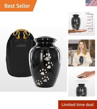 Small Pet Urn for Dogs and Cats Ashes, Paws Print Black Cremation Urns for Pe...