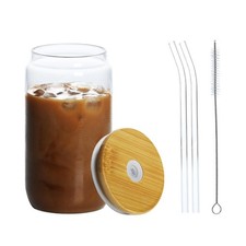 16 Oz Tumbler Glass Cup With Lid and Straw For Water Iced Coffee Tea Clearance