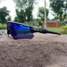  OO9208  Mens Oakley Radar EV Path Transparent grey Blue Polarized Sunglasses