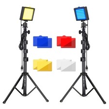 Dimmable 5600K LED Video Light with Adjustable Tripod Stand Color Filters, ...