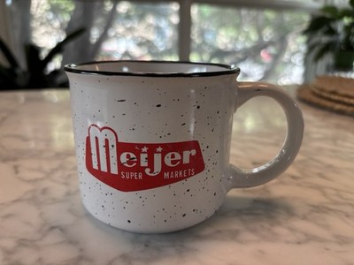Meijer Supermarket Coffee Mug Cup Speckled Black White Red Super Markets Rare