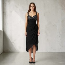 Blondie Nites Black Sequin Formal Cocktail Dress Sweetheart Prom Homecoming 3