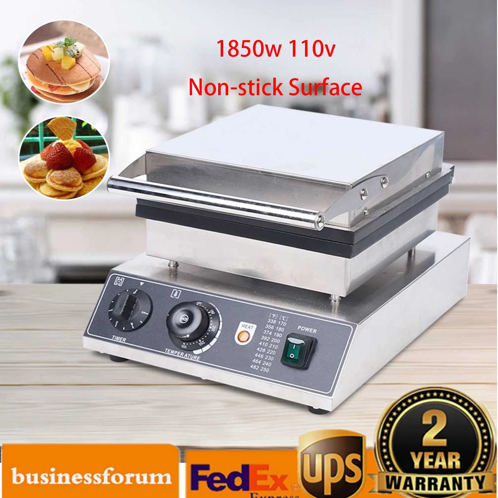1750W 25 Molds Waffle Maker Electric Muffin Maker Electric Waffle Machine US