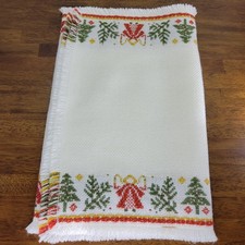Vintage Christmas Table Runner Holiday Angels Trees Stars Holly 16" x 38"