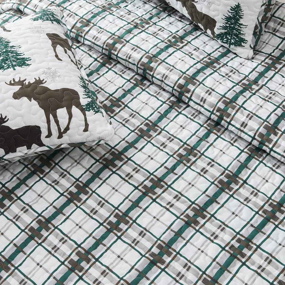 Colcha Great Bay Home Lodge edredón tamaño completo/queen con 2 fundas. Cabina 3 piezas Foto 3 de 4