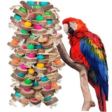 Parrot Toys for Large Birds, Multicolored Wooden Blocks Bird Chewing Toy Ball