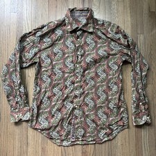 Robert Graham Paisley Long Sleeve Button Shirt Red Orange Green SZ Large AOP