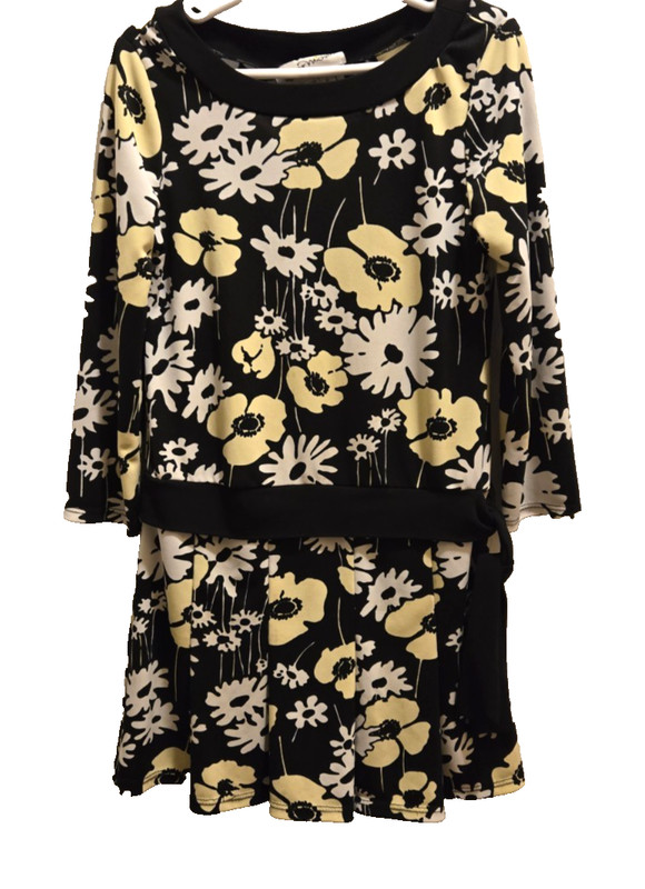 My Michelle Girls L/S dress Size 8 floral pattern with side sash