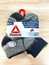 Reebok  Men's Pro Series ankle Cushion Socks, 6-Pack size M 10.5-4 Free Ship